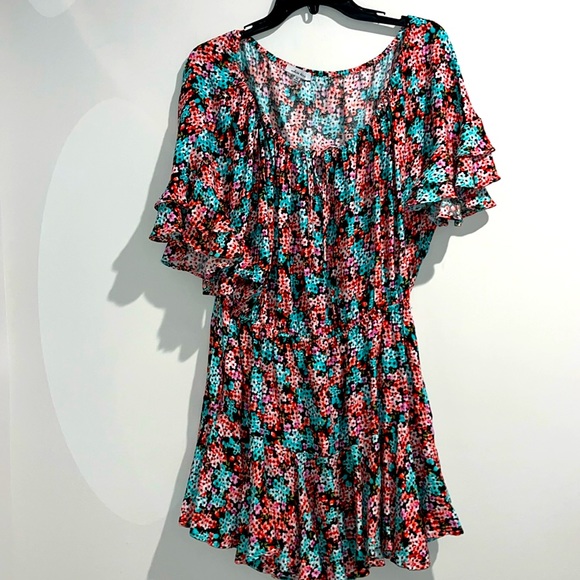 white birch Pants - White Birch teal black pink green floral romper. Size XL.